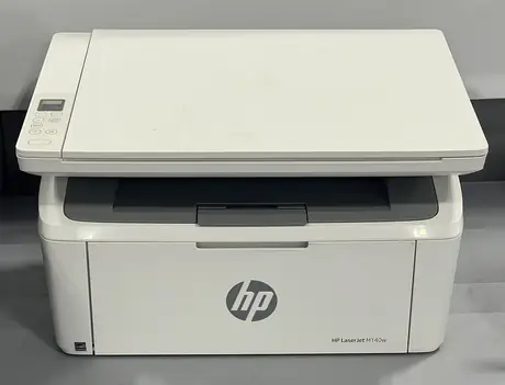 HP all-in-one inkjet printer with control panel raised