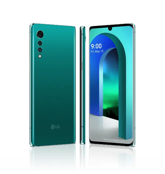 LG smartphone shown face on with its display lit against a neutral background