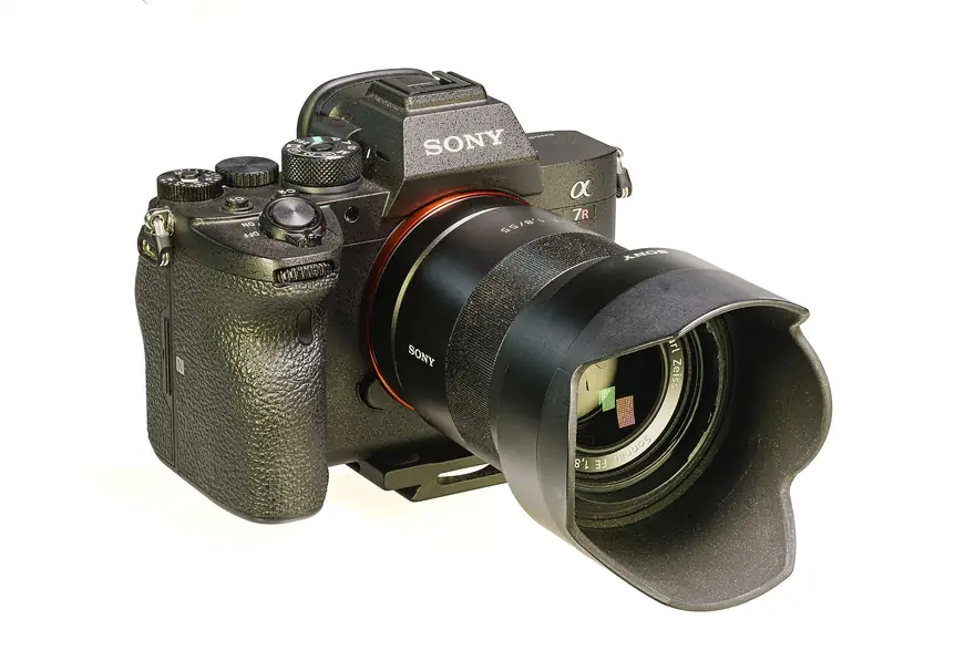 Sony Alpha full-frame mirrorless camera with a G Master zoom lens attached